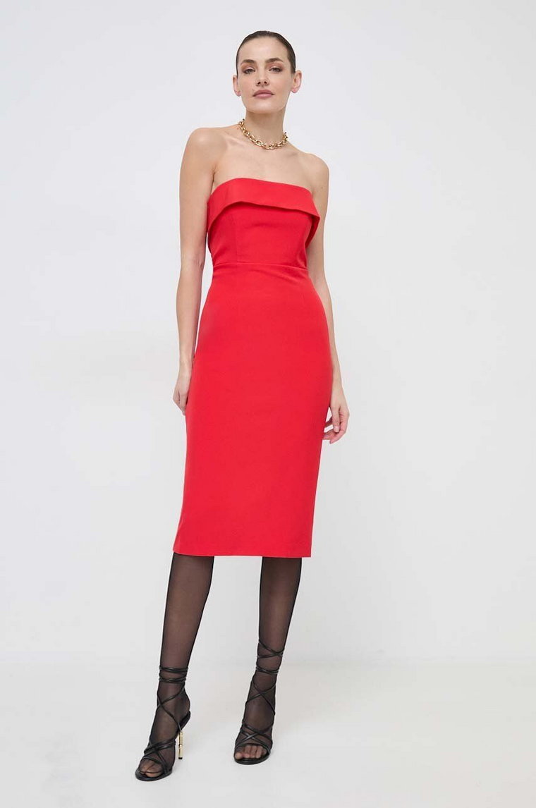 Bardot sukienka GEORGIA kolor czerwony midi prosta 53007DB1
