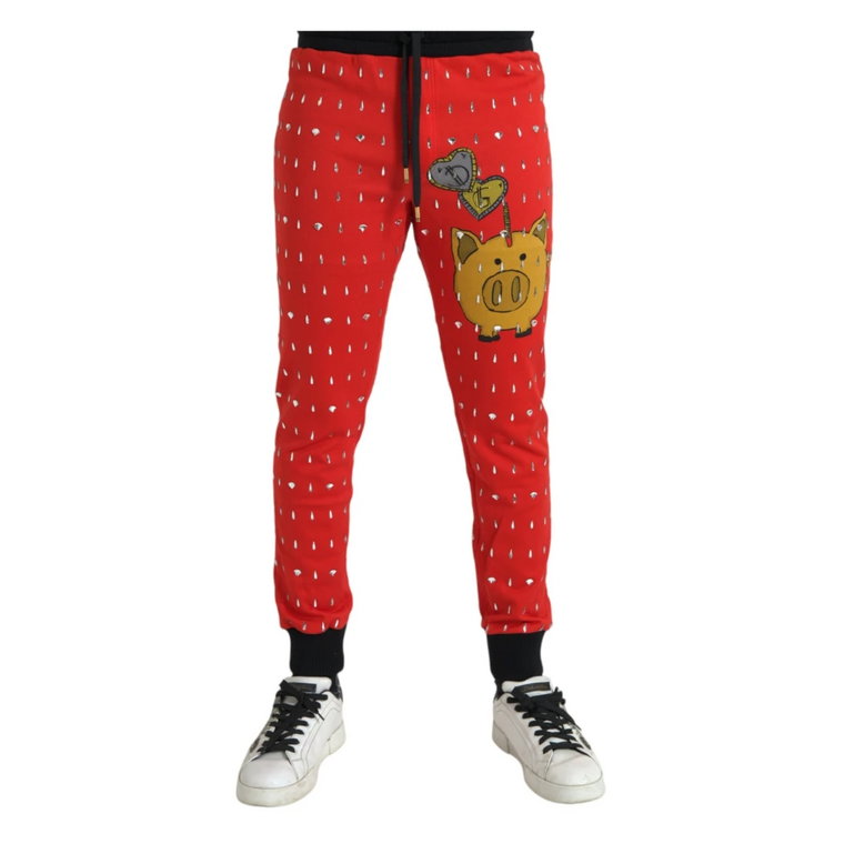 Czerwony Jogger Sweatpants Rok Świni Dolce & Gabbana