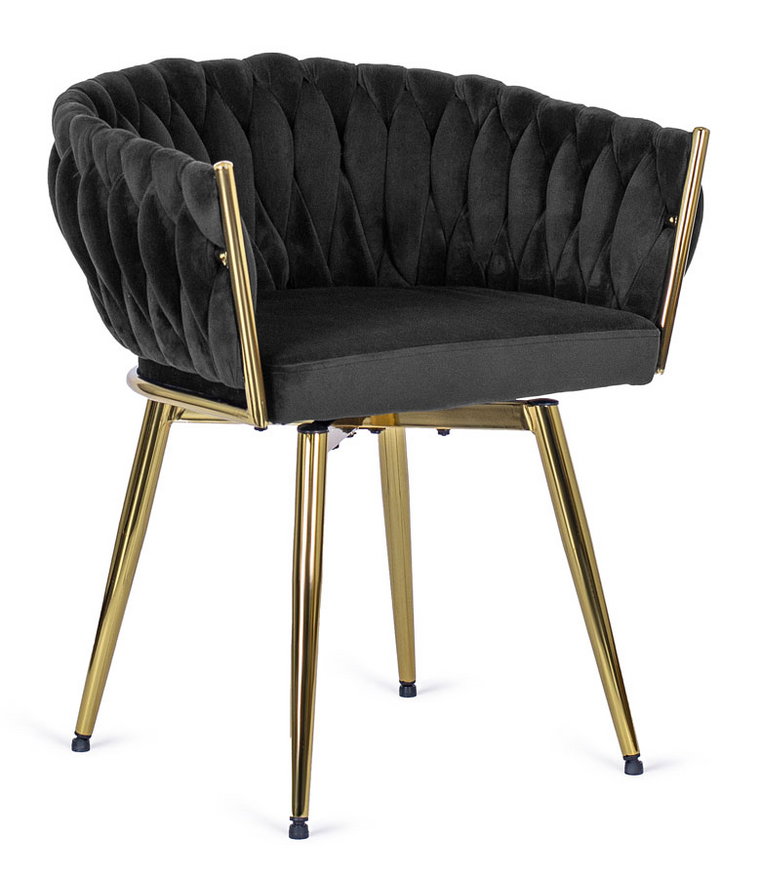 Czarne obrotowe krzesło welurowe tapicerowane glamour - Akto