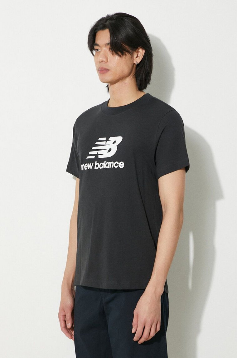 New Balance t-shirt bawełniany Sport Essentials męski kolor czarny z nadrukiem MT41502BK