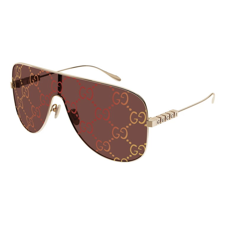 Okulary przeciwsłoneczne z Złotym/Brązowym Logo Gucci