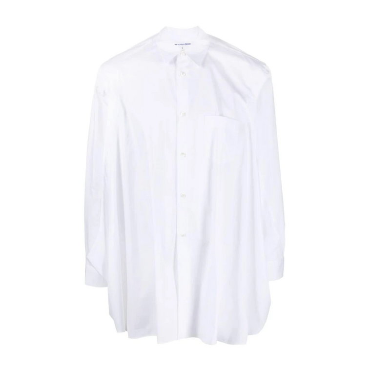 Biała Bawełniana Koszula z Bocznymi Szczelinami Comme des Garçons