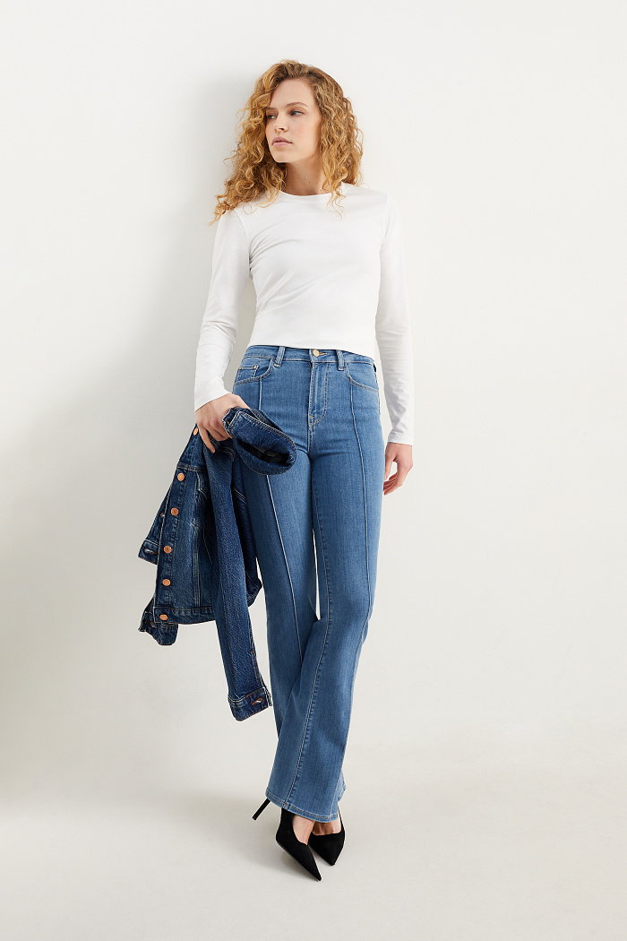 C&A Bootcut jeans-wysoki stan-LYCRA, Niebieski, Rozmiar: 38