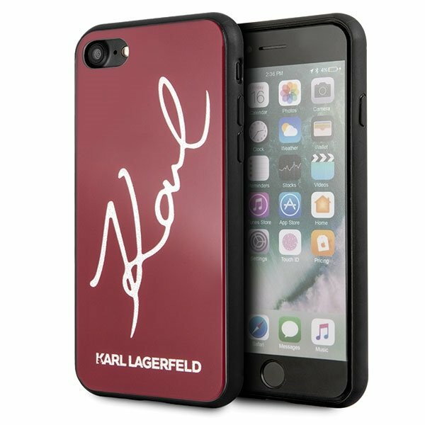 Karl Lagerfeld KLHCI8DLKSRE iPhone 7/8 SE 2020 / SE 2022 czerwony/red hard case Signature Glitter