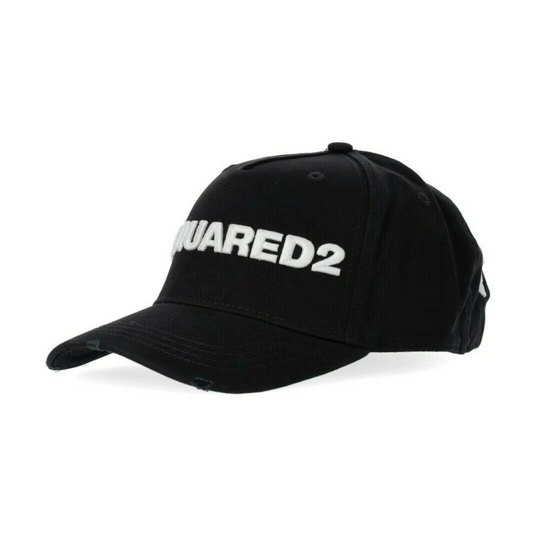 Czarna bawełniana czapka baseballowa z kontrastowym haftem Dsquared2