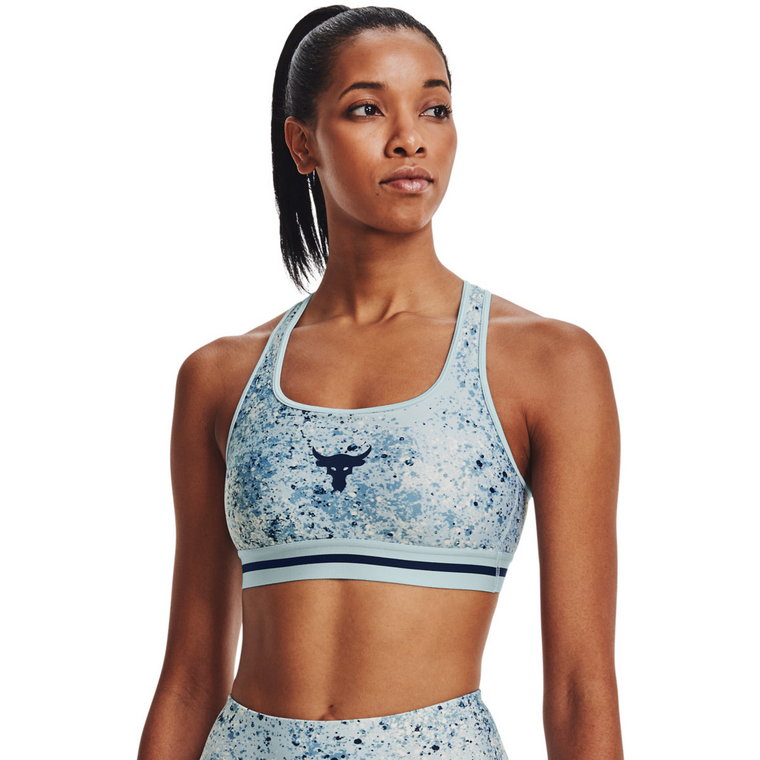 Biustonosz treningowy UNDER ARMOUR UA Project Rock Bra Printed - niebieski