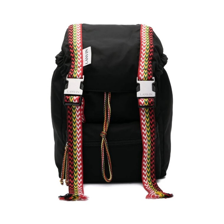 Czarny Nylonowy Plecak Lanvin z Klapą Lanvin