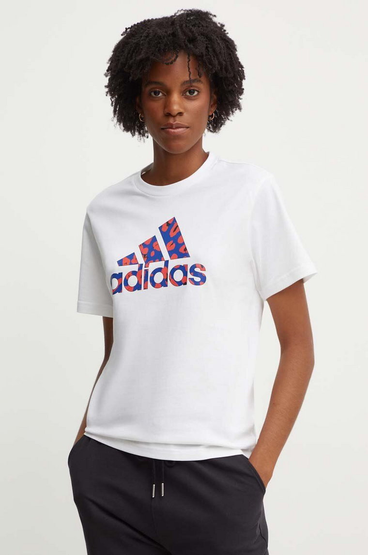 adidas t-shirt bawełniany damski kolor biały IY3435