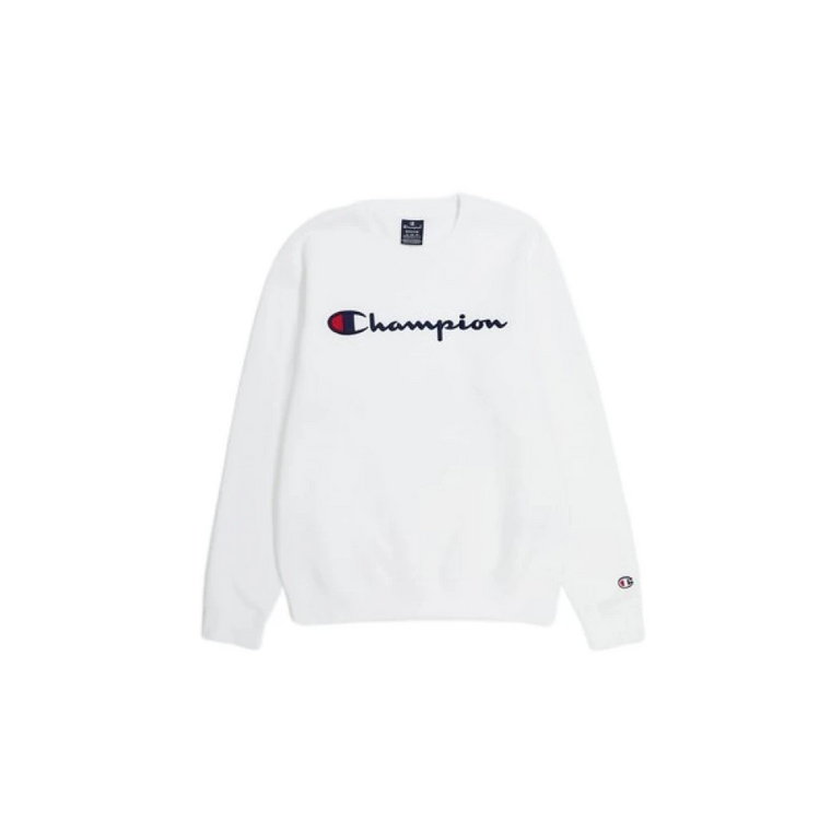 Biała bluza z haftowanym logo i dekoltem typu crewneck Champion