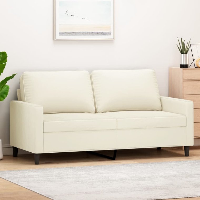 vidaXL Sofa 2-osobowa, kremowy, 140 cm, tapicerowana aksamitem