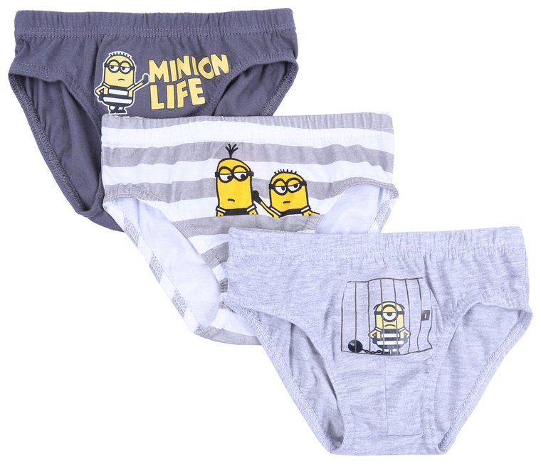 3x Szare chłopięce slipy MINIONKI 6-7 lat 122 cm