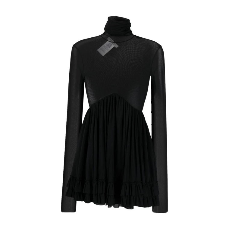 Czarna Sukienka Mini z Kopertowym Dekoltem Philosophy di Lorenzo Serafini
