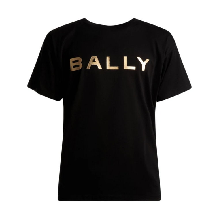 Czarna Koszulka z Metalicznym Logo Bally