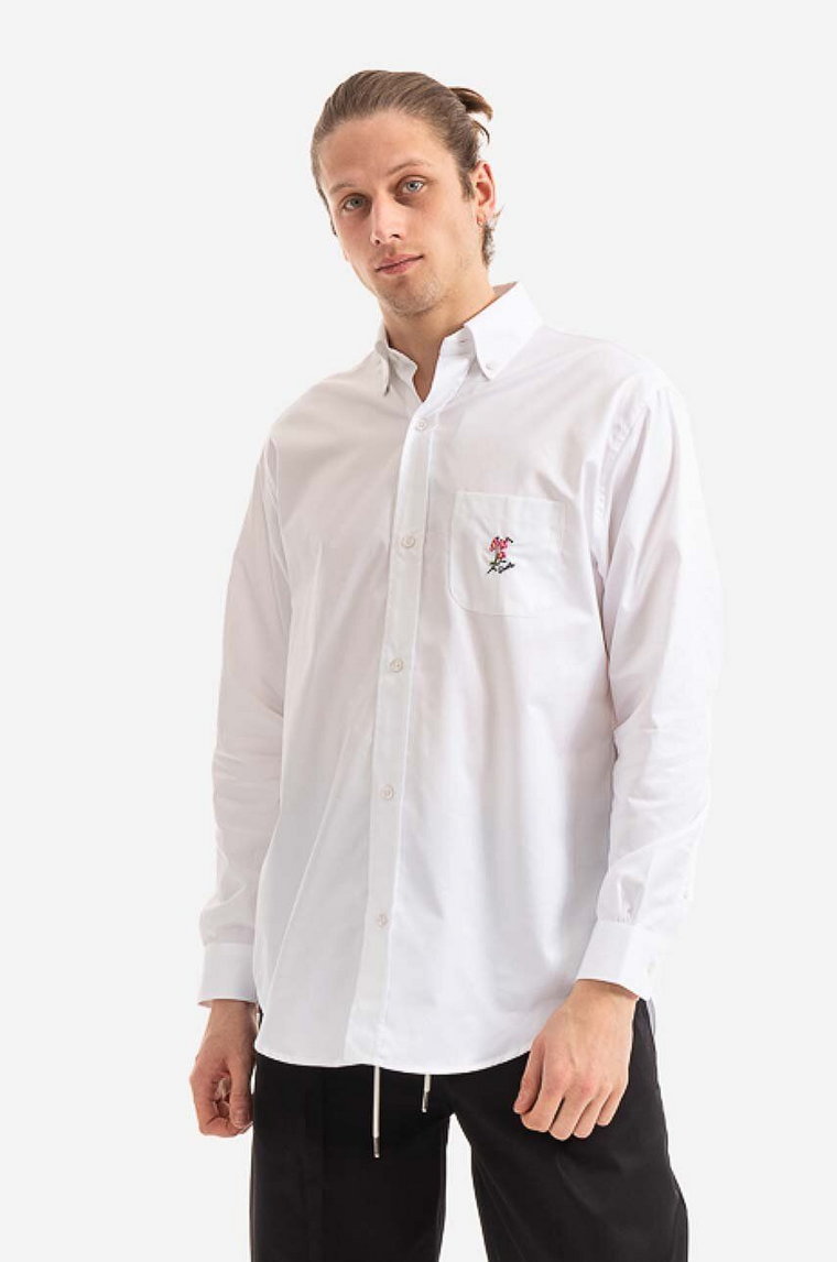 Drôle de Monsieur koszula bawełniana La Chemise Royal męska kolor biały regular z kołnierzykiem klasycznym SH101.WHITE-WHITE