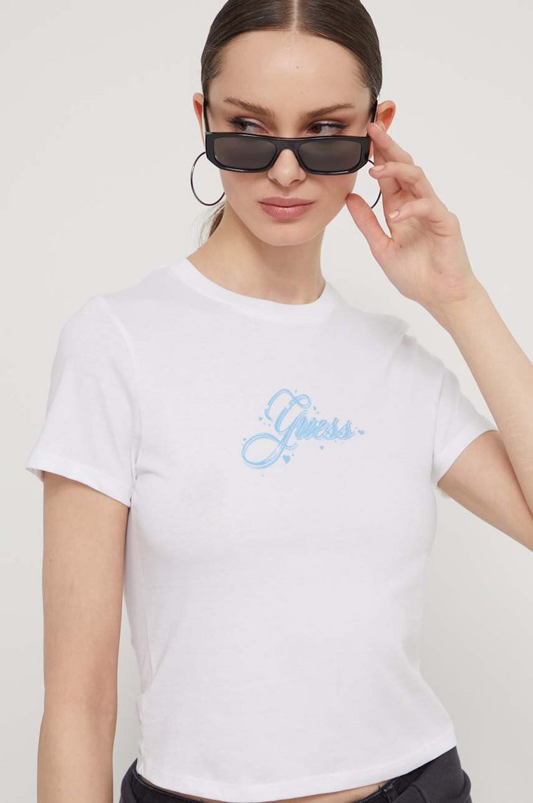 Guess Originals t-shirt bawełniany damski kolor biały