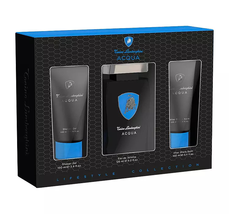 TONINO LAMBORGHINI ACQUA WODA TOALETOWA 125ML + ŻEL POD PRYSZNIC 100ML + BALSAM PO GOLENIU 100ML