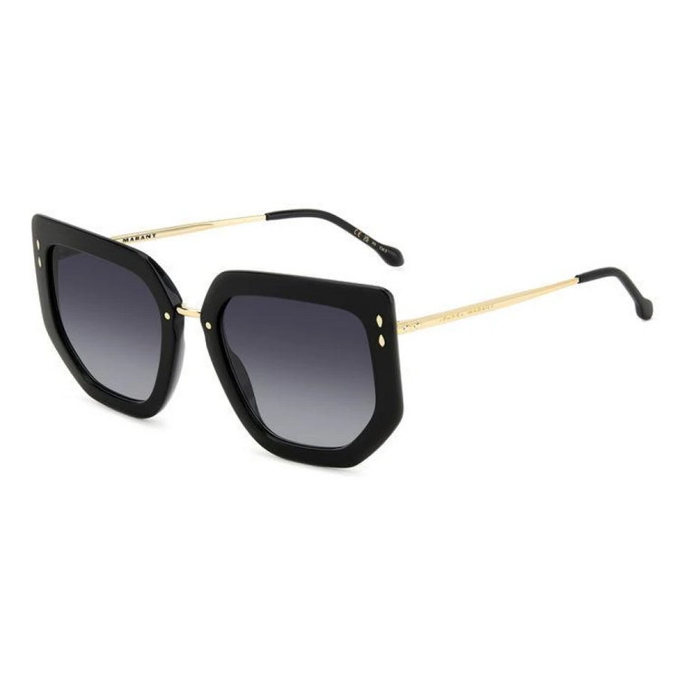 Retro-Chic Okulary przeciwsłoneczne z Geometrycznym Przodem w Kolorze Czarnym Złotym Isabel Marant