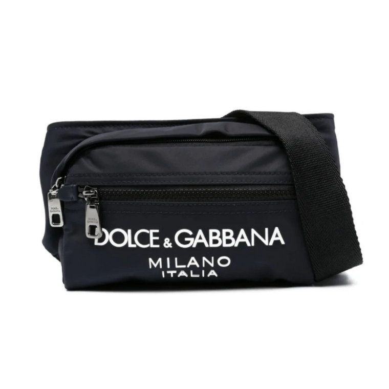 Granatowa Torba na Pas z Logo Dolce & Gabbana