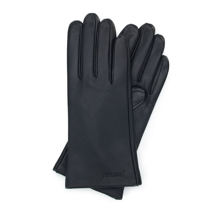 Damskie rękawiczki ze skóry proste czarne