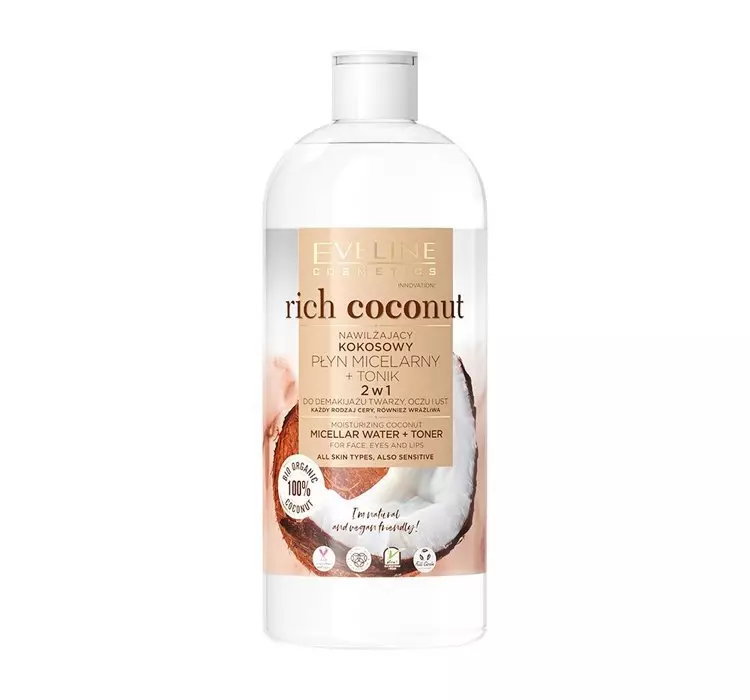 EVELINE RICH COCONUT NAWILŻAJĄCY KOKOSOWY PŁYN MICELARNY I TONIK 500ML