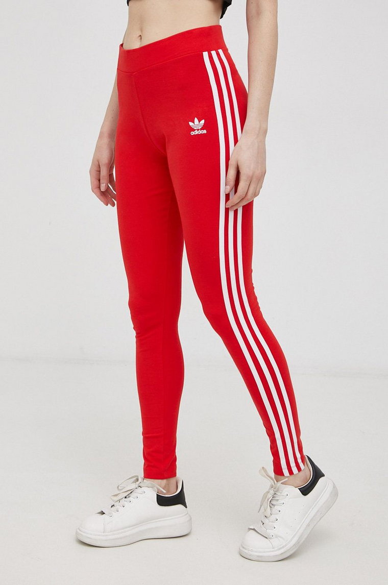 adidas Originals Legginsy HD2348 damskie kolor czerwony gładkie HD2348-VIVRED