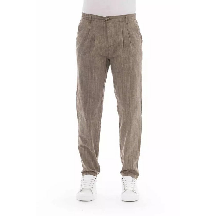 Trend Beżowe Bawełniane Spodnie Jeansowe Baldinini
