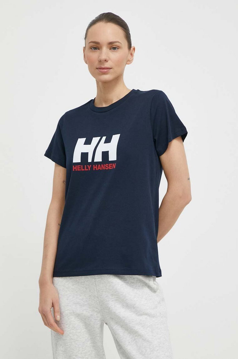 Helly Hansen t-shirt bawełniany damski kolor granatowy