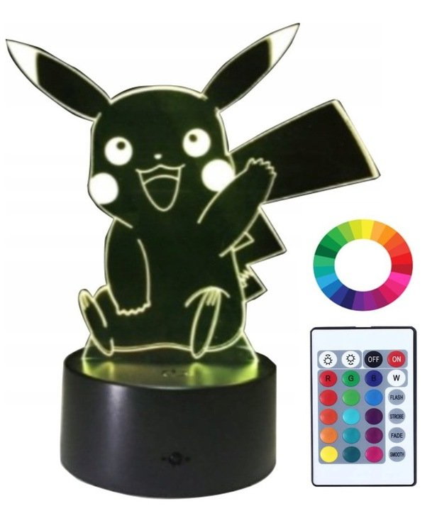 Lampka Nocna 3D Led Pikachu Pokemon Grawer Prezent