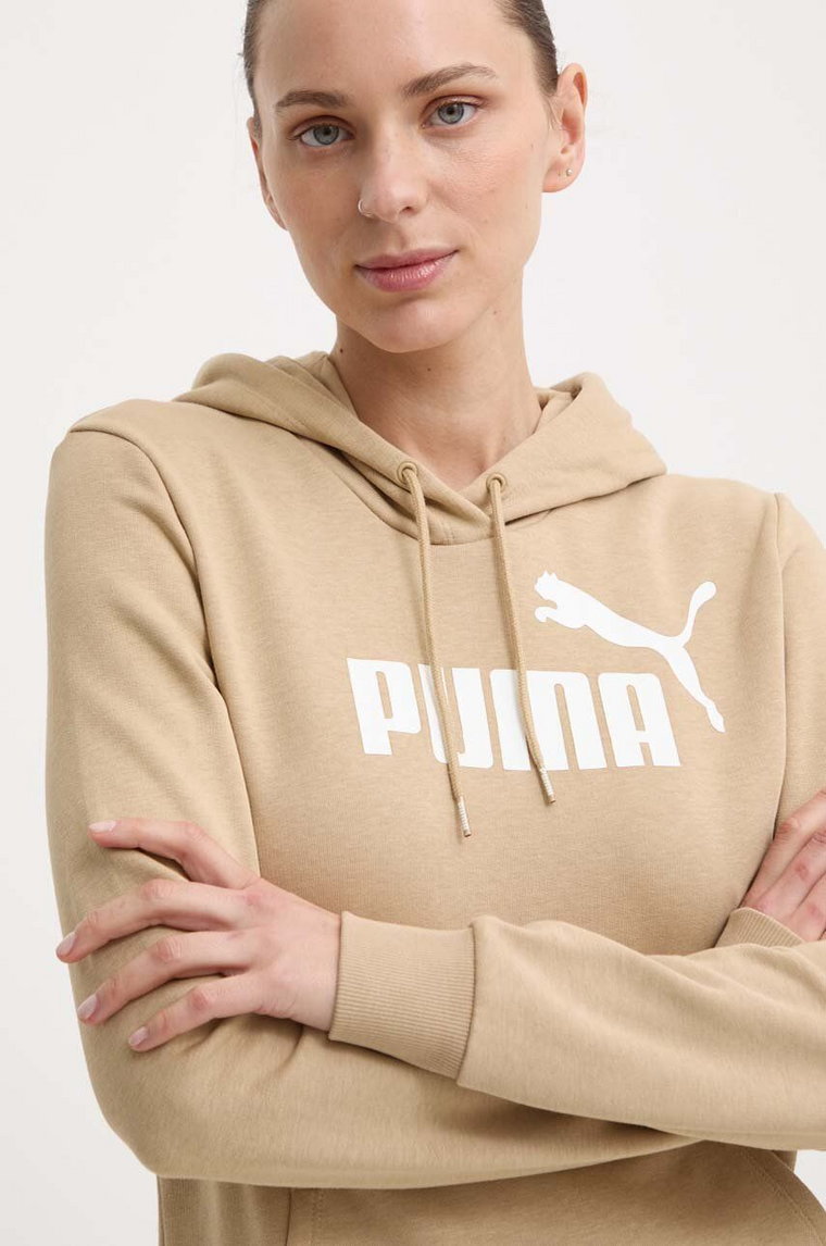 Puma bluza damska kolor beżowy z kapturem 586797