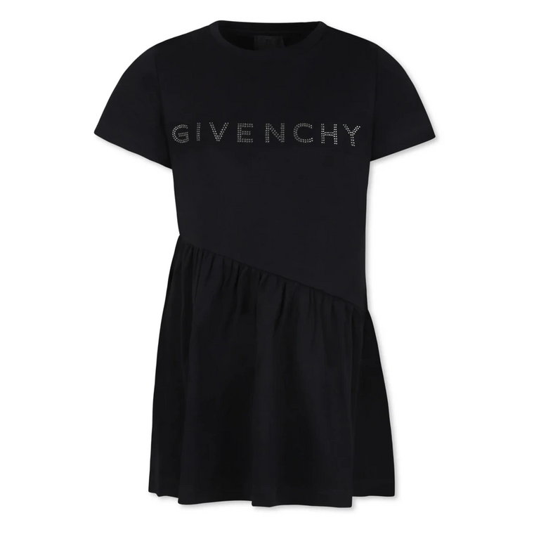 Czarna Sukienka z Logo Krótki Rękaw Givenchy