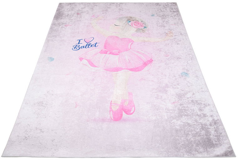 Różowy pastelowy dywan z baletnicą dla dzieci - Feso 4X