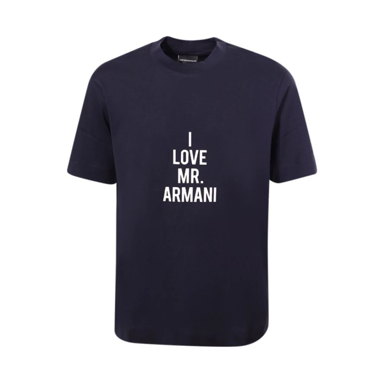 Niebieski T-shirt z nadrukiem Emporio Armani