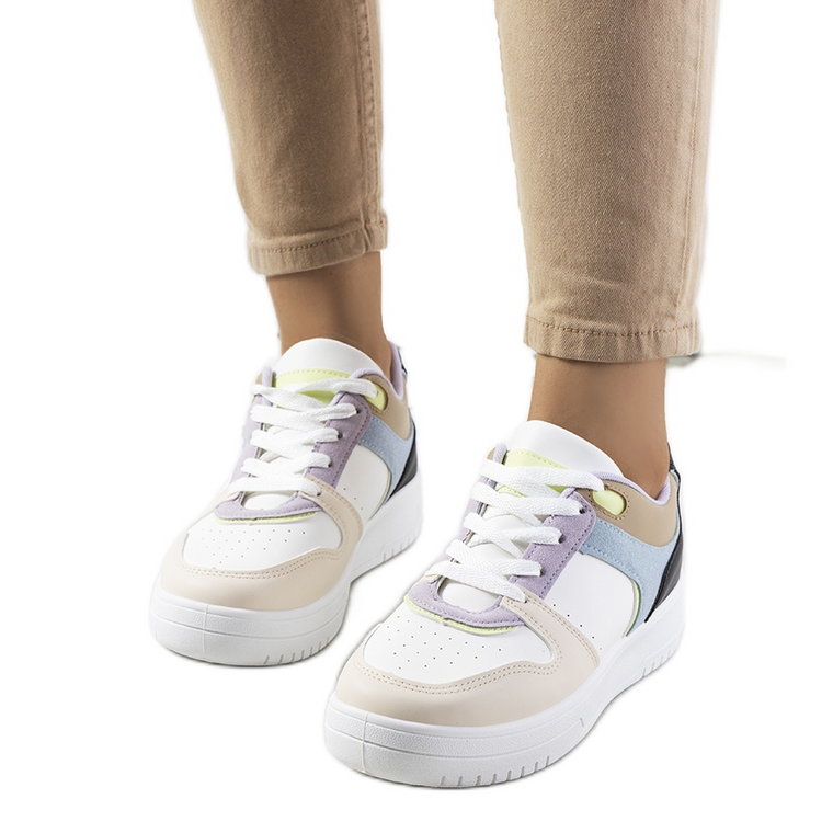 Biało fioletowe sneakersy damskie Lins beżowy białe