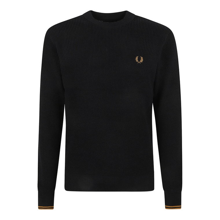 Niebieski Sweter Waffle Stitch Jumper Fred Perry