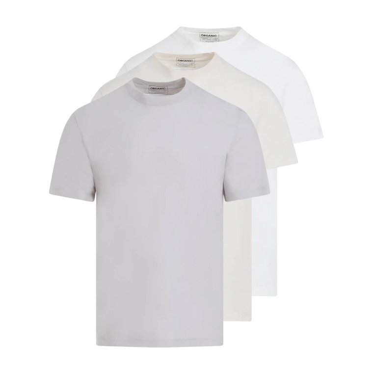 Komplet T-shirtów Bawełnianych Szary Biały Krem Maison Margiela