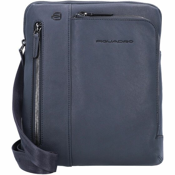Piquadro Czarna kwadratowa torba na ramię skórzana 24 cm blue4