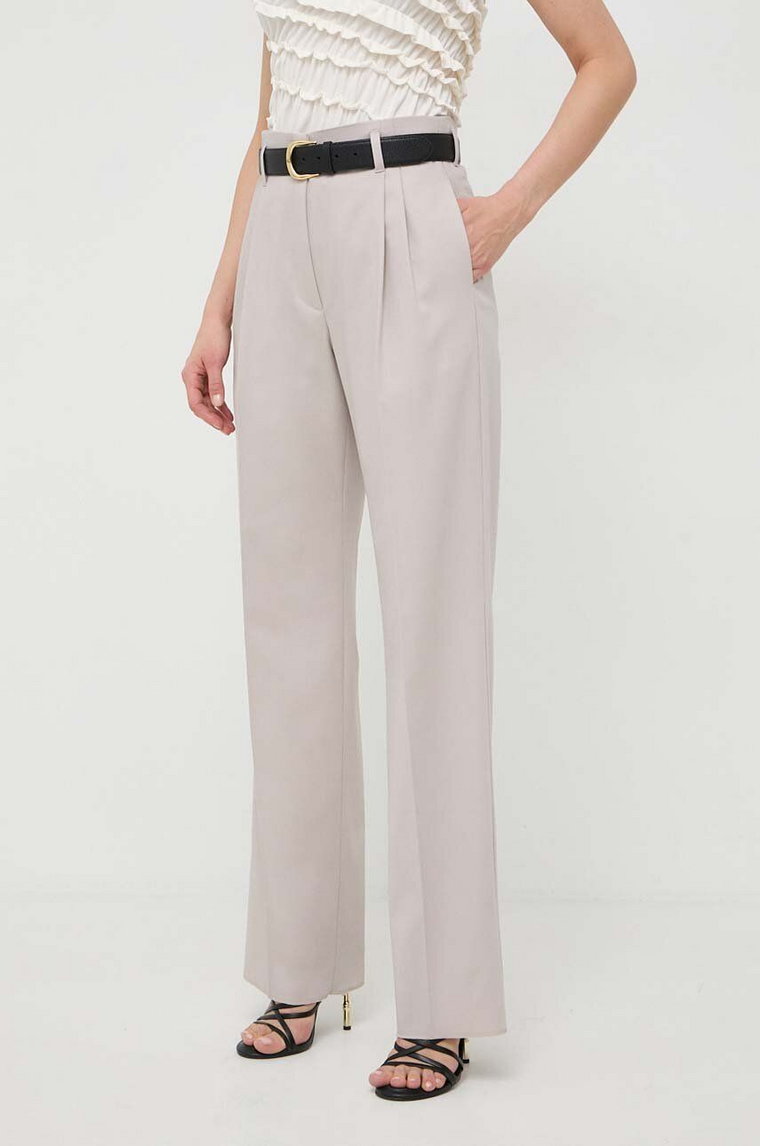 Liviana Conti spodnie z domieszką wełny kolor beżowy proste high waist F4SP41