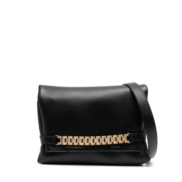 Czarna Mini Chain Pouch Skórzana Kopertówka Victoria Beckham