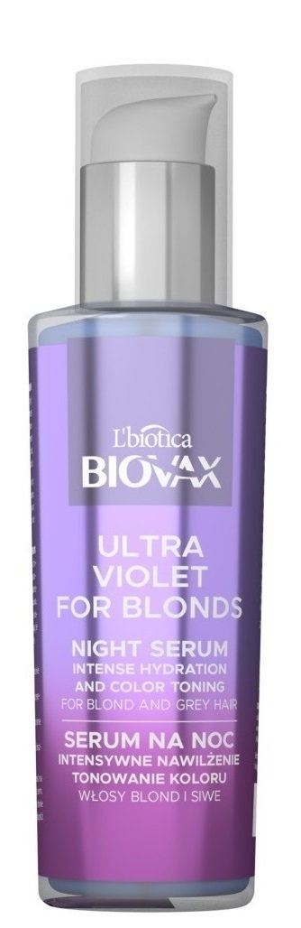 Biovax Ultra Violet - serum tonujące na noc do włosów blond i siwych 100 ml