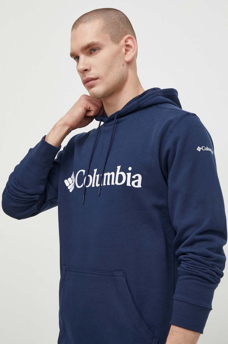 Columbia bluza CSC Basic Logo męska kolor granatowy z kapturem z nadrukiem 1681664