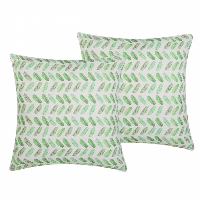 Zestaw 2 poduszek dekoracyjnych abstrakcyjny wzór 45 x 45 cm zielono-biały PRUNUS kod: 4251682262125