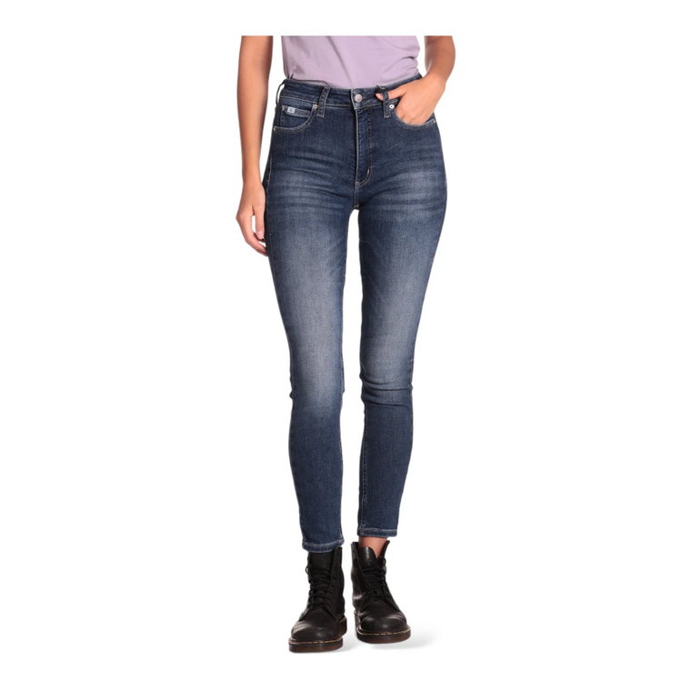 Wysoko wstawione obcisłe jeansy damskie Calvin Klein Jeans
