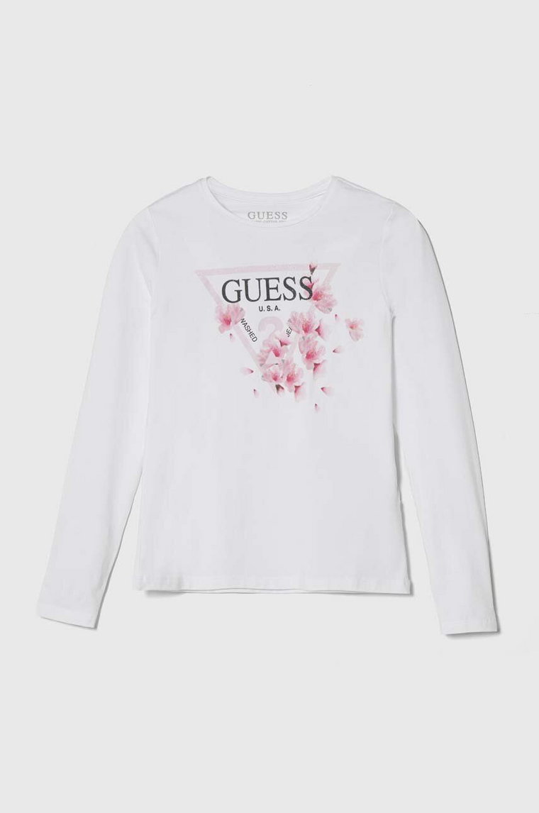 Guess longsleeve dziecięcy kolor biały