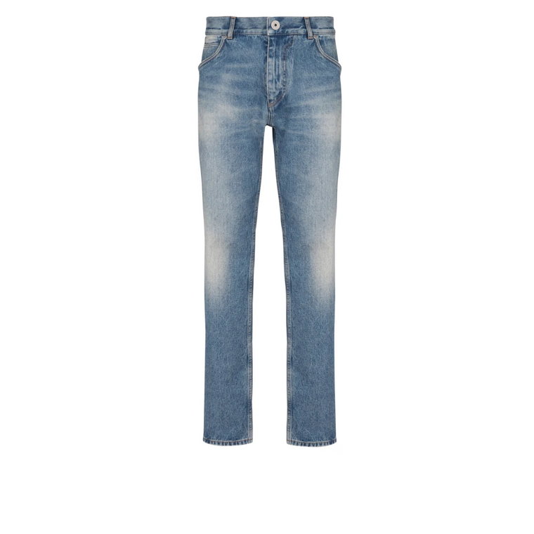 Niebieskie wyprane vintage jeansy z denimu Balmain