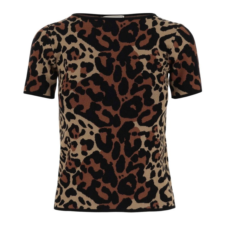 Leopard Print Crew Neck Top Blumarine