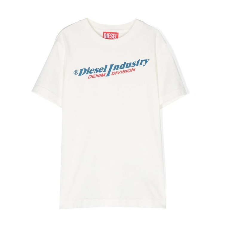 Biała Bawełniana Koszulka Dziecięca z Dżerseju Diesel