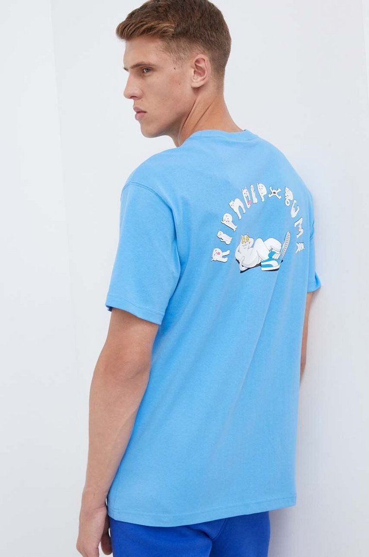 Puma t-shirt bawełniany PUMA X RIPNDIP kolor niebieski z nadrukiem