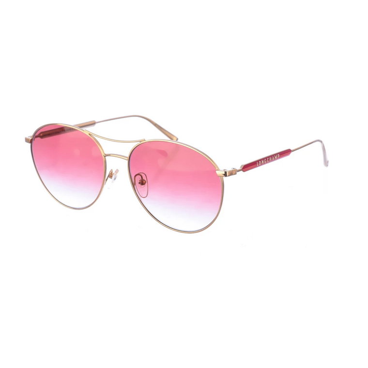 Okrągłe Okulary Przeciwsłoneczne z Metalową Oprawką i Jasnofioletowymi Soczewkami Longchamp