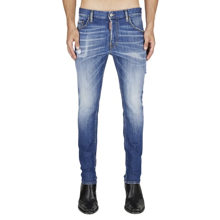 Skater Jeans - Niebieskie Prane Zniszczone Dsquared2