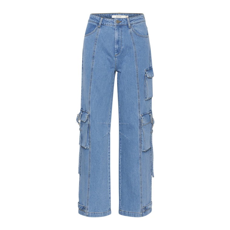 Fajne Spodnie Cargo w Kolorze Mid Blue Washed Gestuz